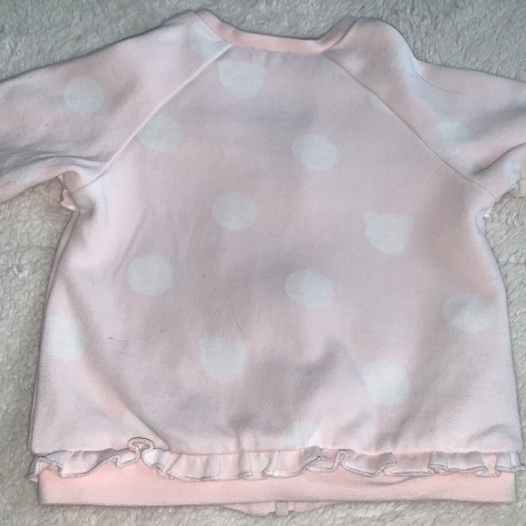 Mayoral Baby Pink Sweatshirt 6-9M White Polka Dot Zip EUC - Picture 8 of 13